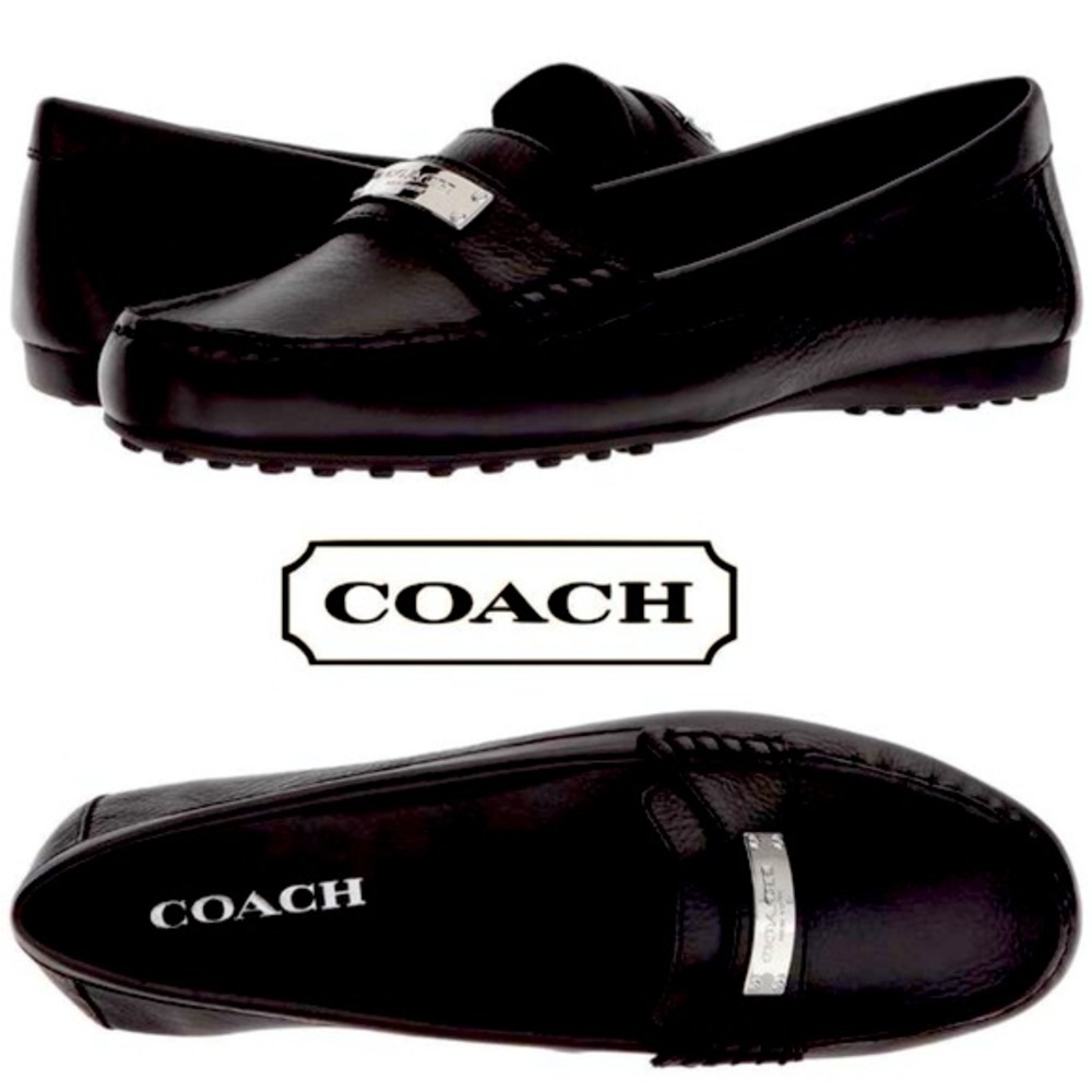 coach fredrica pebble leather loafers size 8